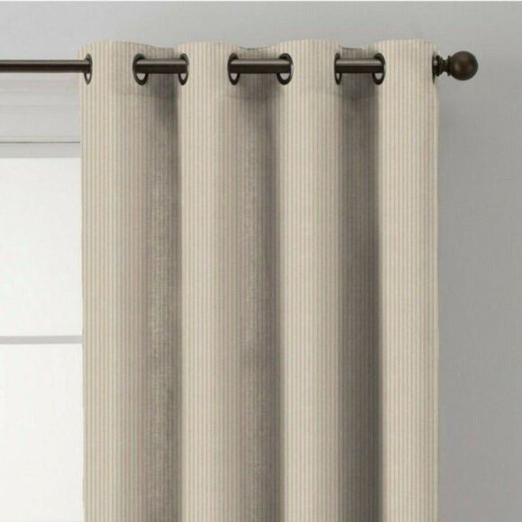The Collection Vertical Pleat 84" Grommet Room Darkening Curtain Panel - Pearl - Picture 4 of 4